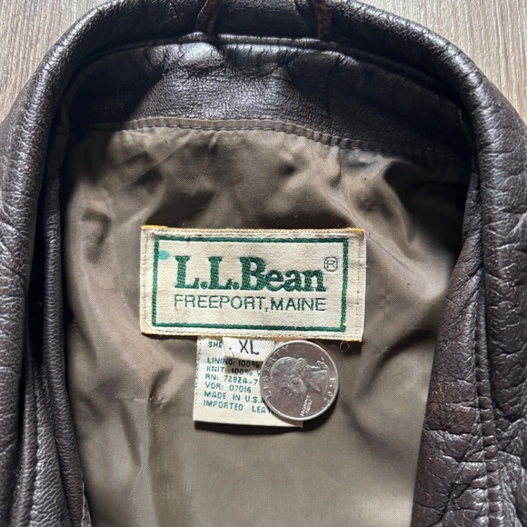 LL Bean Vintage 80's Mens XL Leather Flight Bomber Jacket Brown A-2 Made in USA - Picture 4 of 10